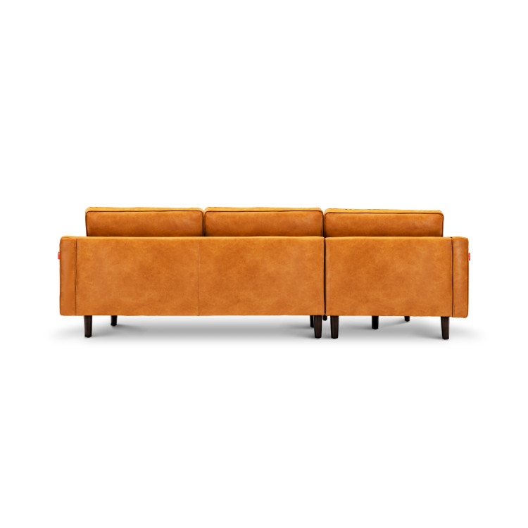 3-Seat L-Shaped Sectional Sofa Couch for Living Room-BrownCostway Gallery View 8 of 13