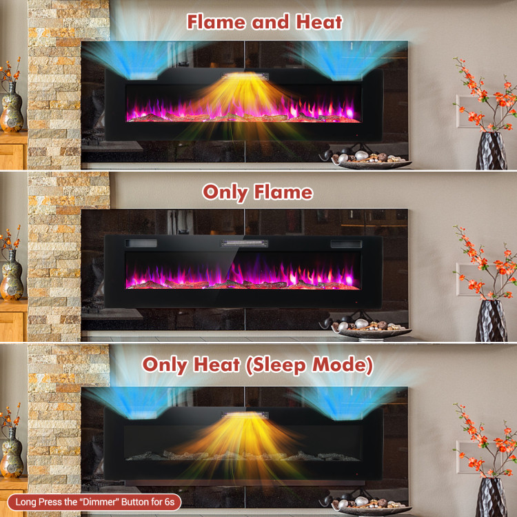 60 Inches Ultra-thin Electric Fireplace with Remote Control and Timer FunctionCostway Gallery View 6 of 10