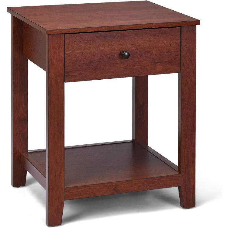 Night Stand End Side Table with Drawer and Storage ShelfCostway Gallery View 1 of 1