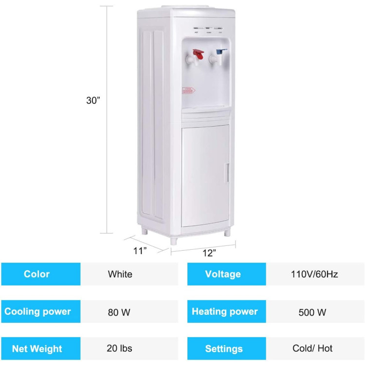 5 Gallons Hot and Cold Water Cooler Dispenser with Child Safety LockCostway Gallery View 4 of 11