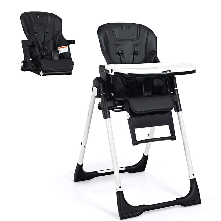 4-in-1 High Chair–Booster Seat with Adjustable Height and Recline-BlackCostway Gallery View 2 of 10