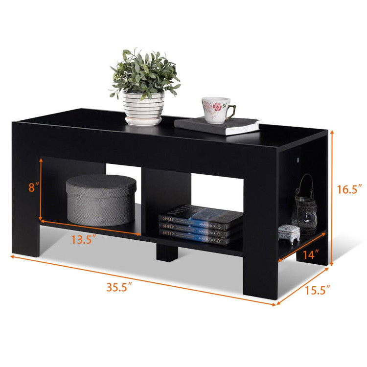 2-tier Wood Coffee Table Sofa Side Table with Storage Shelf-BlackCostway Gallery View 5 of 10