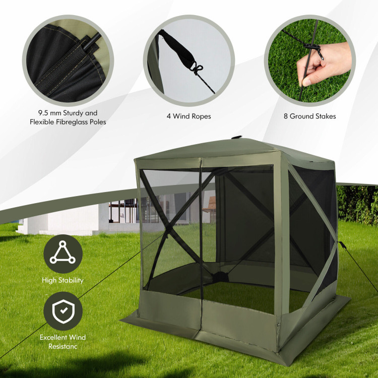 6.7 x 6.7 Feet Pop Up Gazebo with Netting and Carry Bag-GreenCostway Gallery View 11 of 12