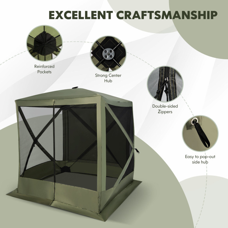 6.7 x 6.7 Feet Pop Up Gazebo with Netting and Carry Bag-GreenCostway Gallery View 12 of 12