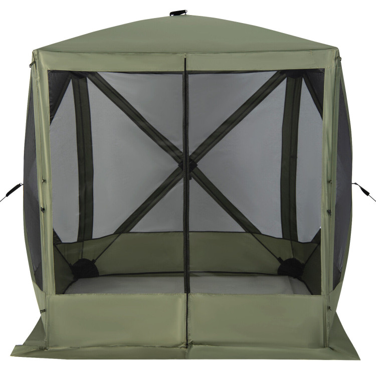 6.7 x 6.7 Feet Pop Up Gazebo with Netting and Carry Bag-GreenCostway Gallery View 3 of 12