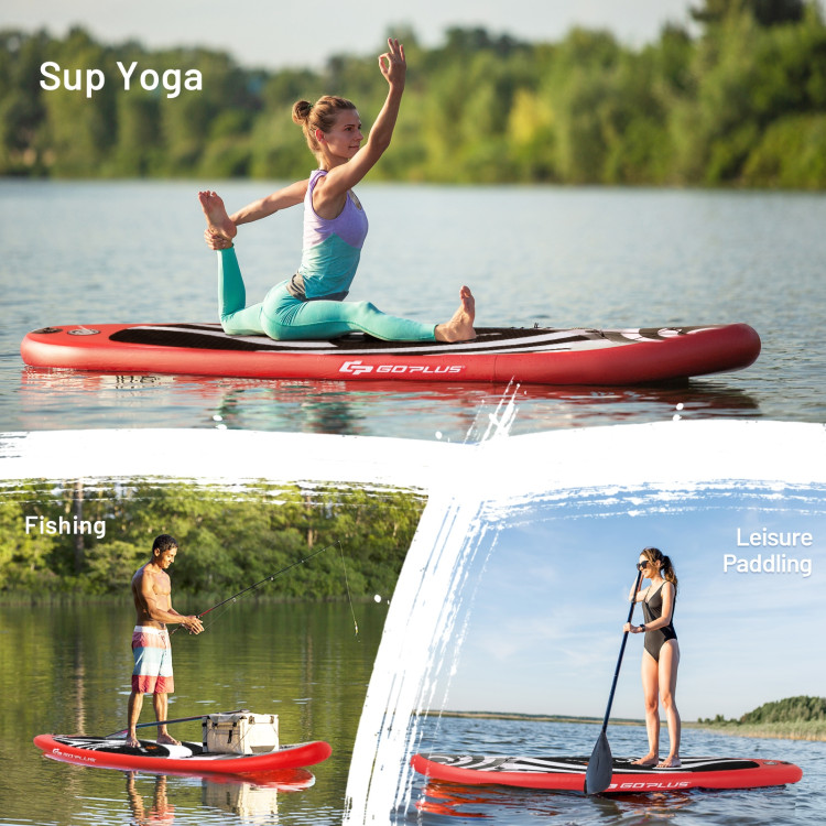 10' Inflatable Stand up Adjustable Fin Paddle Surfboard with BagCostway Gallery View 11 of 12
