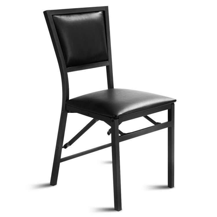 Set of 2 Metal Folding Dining Chair with Padded Seats for Small RoomCostway Gallery View 7 of 14