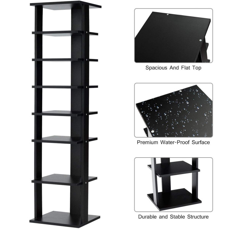 7-Tier Shoe Rack Practical Free Standing Shelves Storage Shelves-BlackCostway Gallery View 5 of 9