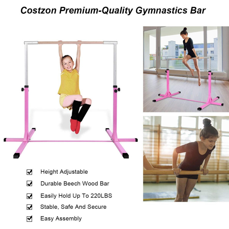 Adjustable horizontal gymnastics barre