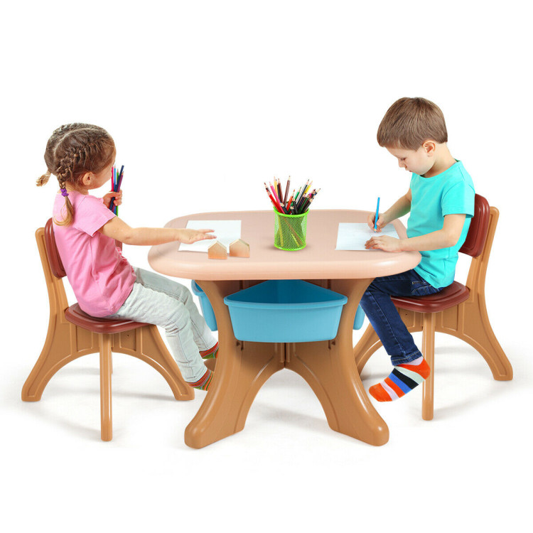 Children Kids Activity Table & Chair Set Play Furniture W/Storage-CoffeeCostway Gallery View 3 of 10