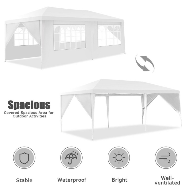 10 x 20 Feet 6 Sidewalls Canopy Tent with Carry Bag-WhiteCostway Gallery View 6 of 13
