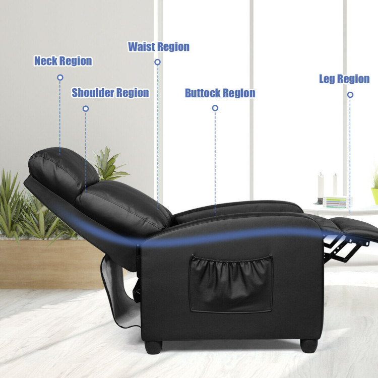 Recliner Sofa Wingback Chair with Massage Function-BlackCostway Gallery View 7 of 12
