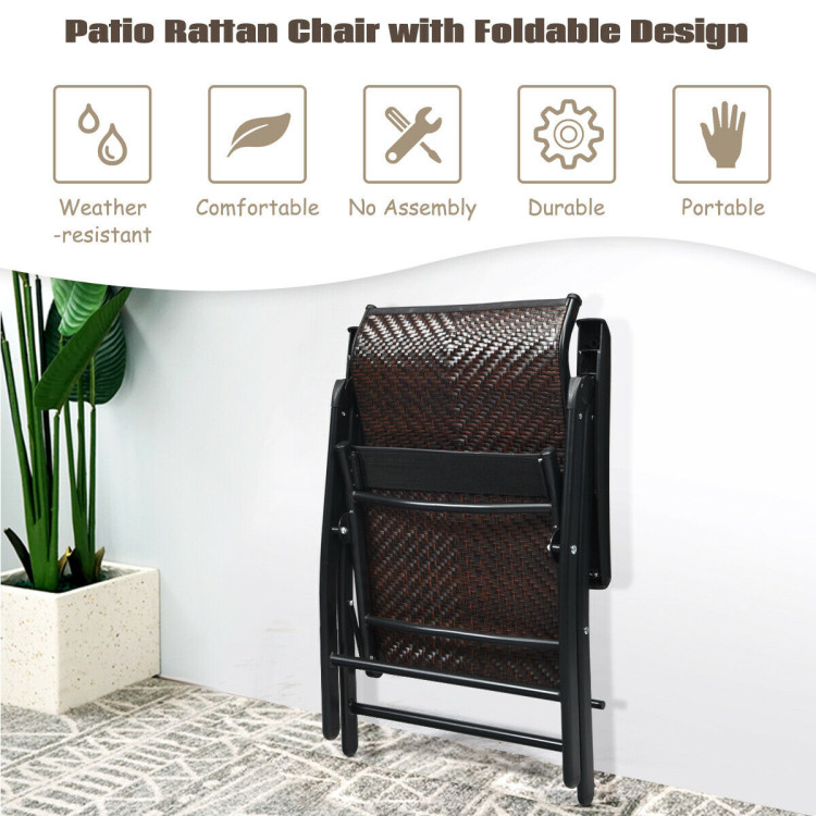 Patio Rattan Folding Chair with ArmrestCostway Gallery View 3 of 10