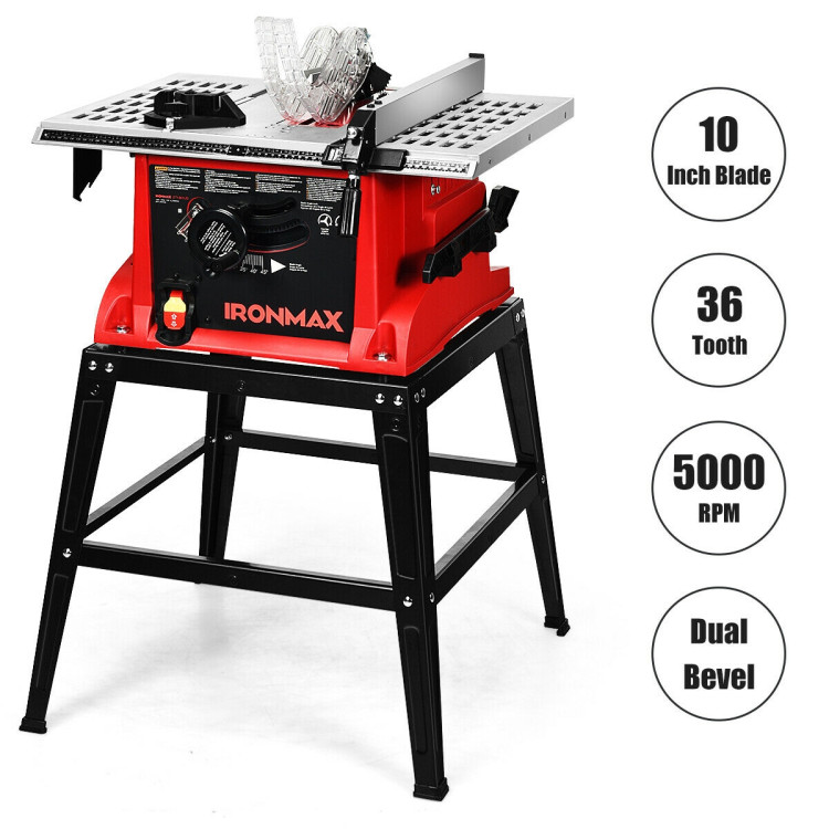 10 Inches Aluminum Tabletop Table Saw Electric Cutting MachineCostway Gallery View 4 of 12