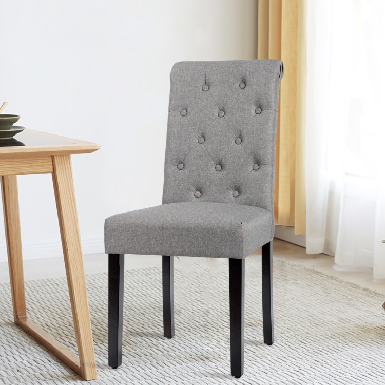 2 Pieces Tufted Dining Chair Set with Adjustable Anti-Slip Foot Pads-GrayCostway Gallery View 4 of 12