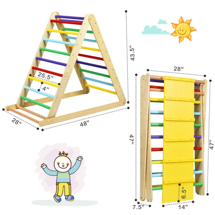 Foldable Wooden Climbing Triangle Indoor Home Climber LadderCostway Gallery View 4 of 9