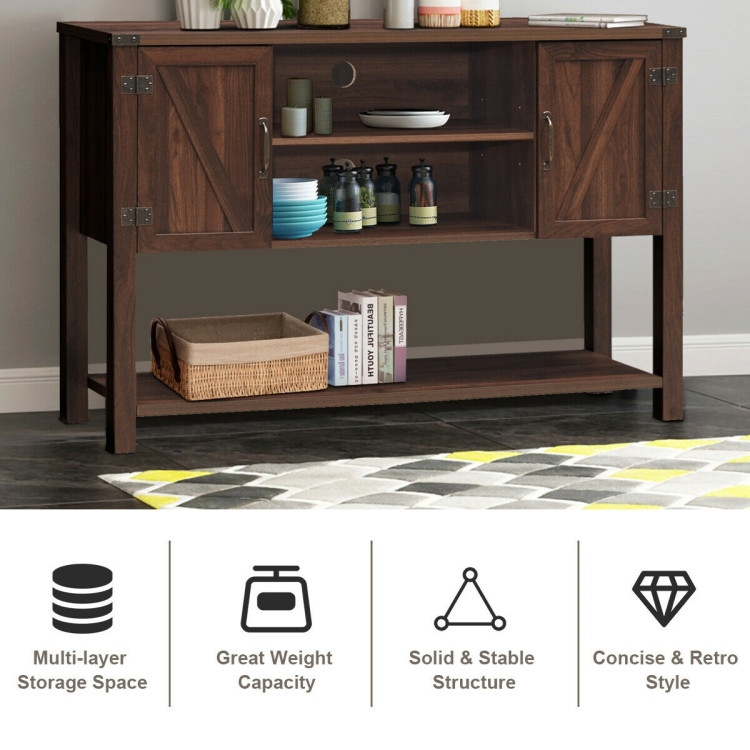 TV Storage Cabinets with Bottom Shelf-BrownCostway Gallery View 12 of 12