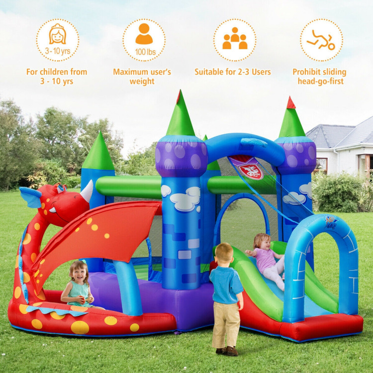 Kids Inflatable Bounce House Dragon Jumping Slide Bouncer CastleCostway Gallery View 2 of 11