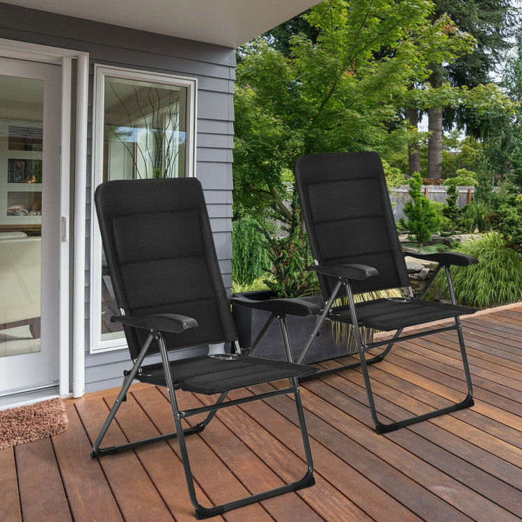 2 Pieces Outdoor Folding Patio Chairs with Adjustable Backrests for Bistro and Backyard-BlackCostway Gallery View 1 of 12