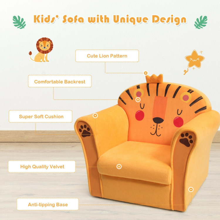Kids Armrest Lion Upholstered SofaCostway Gallery View 8 of 9