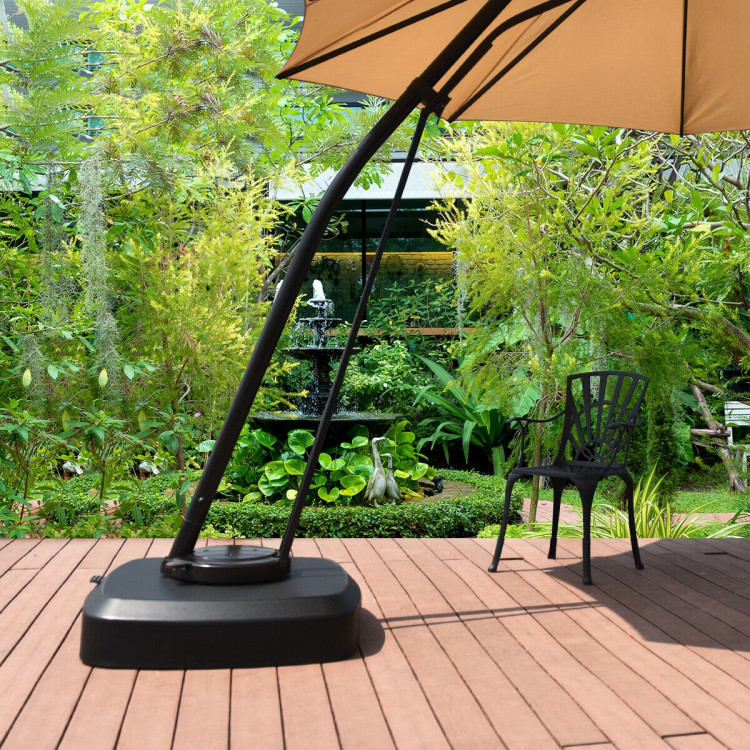 Patio Cantilever Offset Umbrella Base with Wheels for Garden Poolside DeckCostway Gallery View 8 of 12