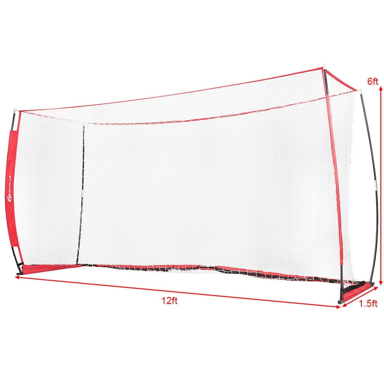 6/8/12 Feet Durable Bow Style Soccer Goal Net with Bag-12' x 6'Costway Gallery View 6 of 16