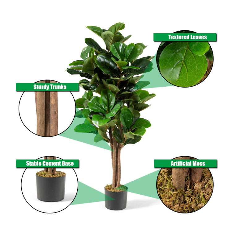 4 Feet Artificial Fiddle Leaf Fig Tree Decorative PlanterCostway Gallery View 5 of 9