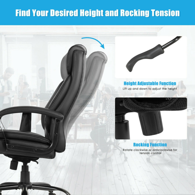 Massage Executive Office Chair with 6 Vibrating Points-BlackCostway Gallery View 10 of 10