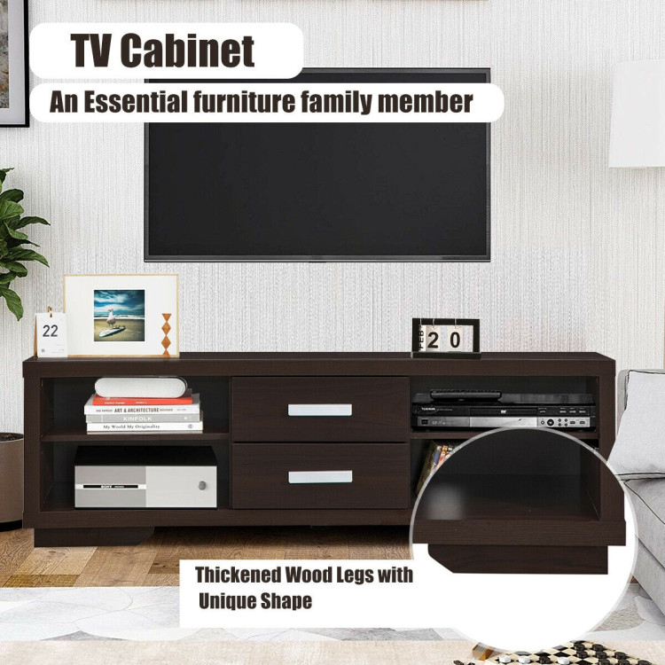 Modern TV Stand Entertainment Center with 2 Drawers and 4 Open ShelvesCostway Gallery View 9 of 12
