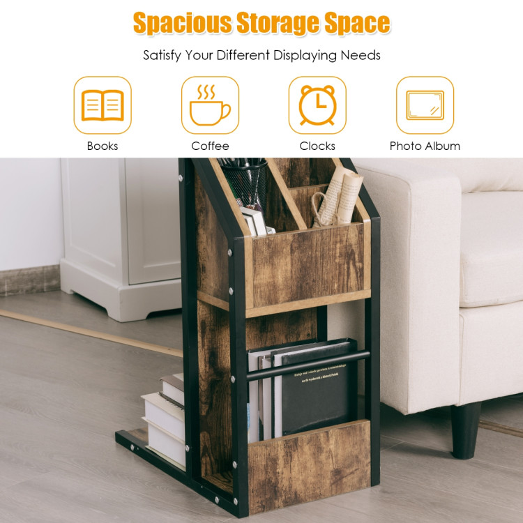 Industrial C-Shape Snack End Table with Storage SpaceCostway Gallery View 3 of 12