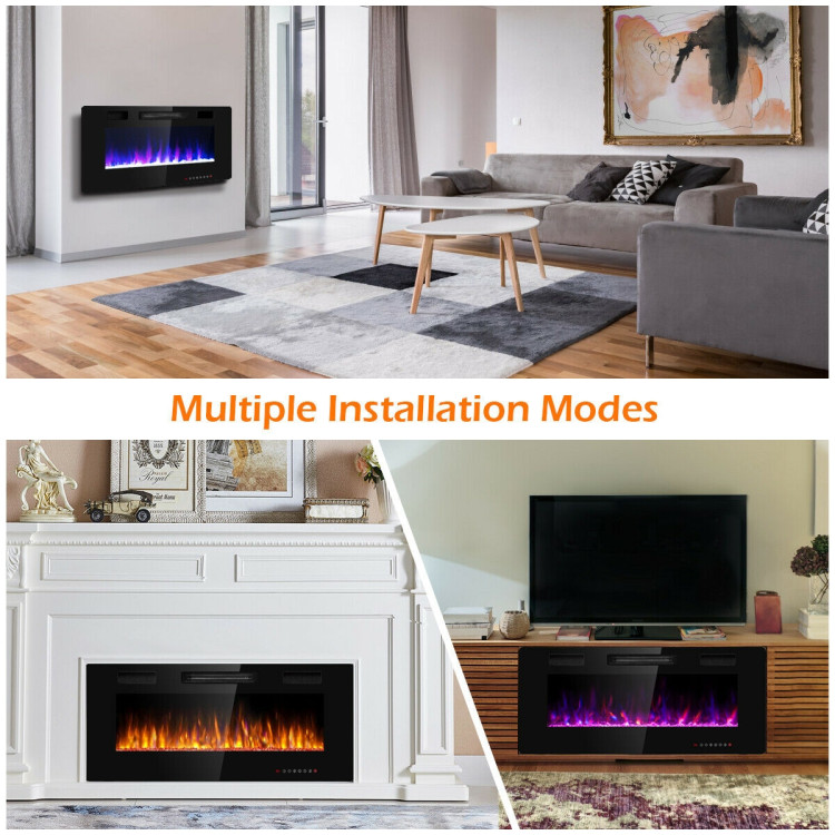 42 Inch Recessed Ultra Thin Electric Fireplace with TimerCostway Gallery View 6 of 13