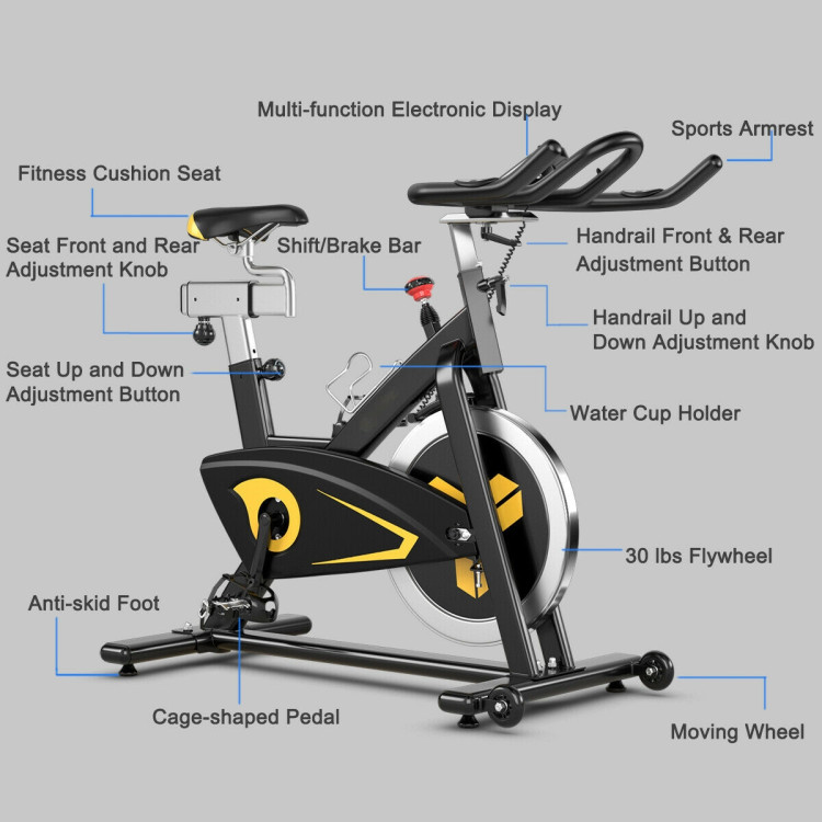 Magnetic Exercise Bike Fixed Belt Drive Indoor BicycleCostway Gallery View 9 of 12