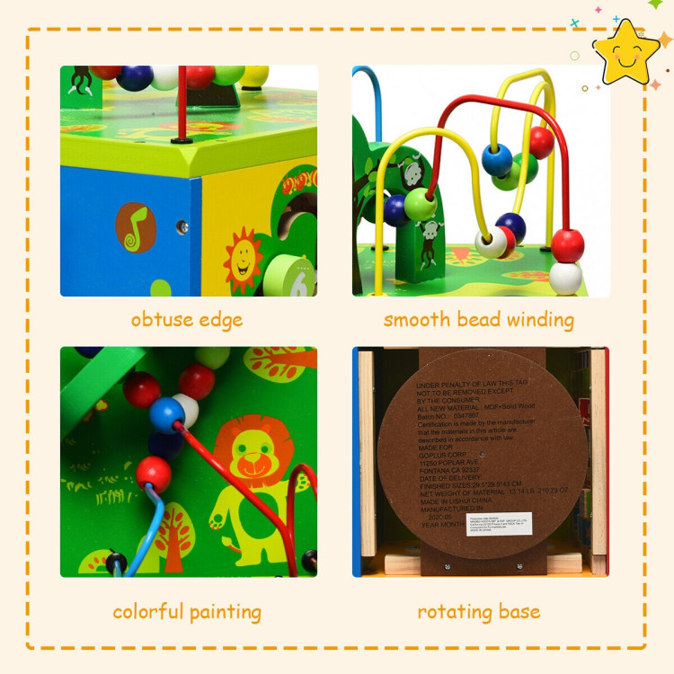 5-in-1 Wooden Activity Cube ToyCostway Gallery View 10 of 12
