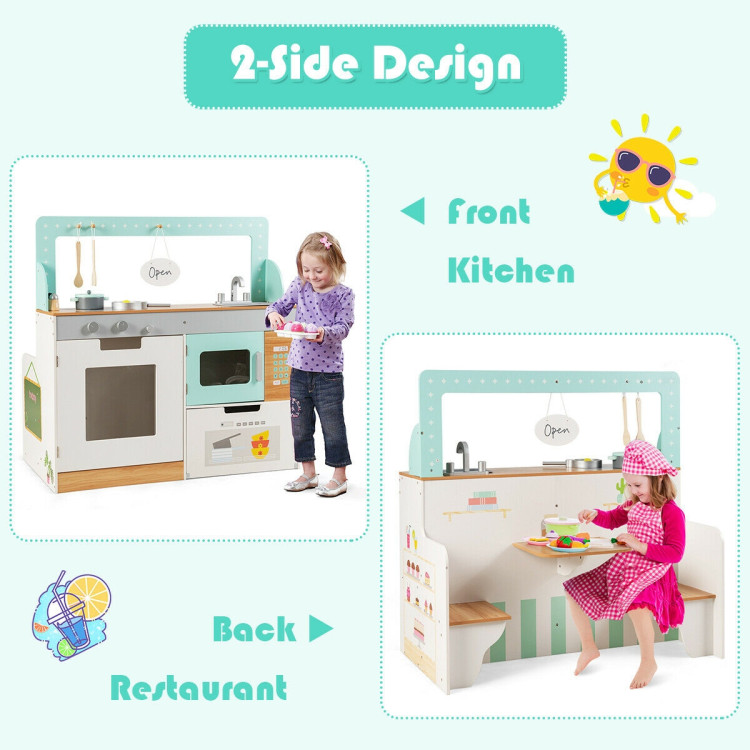2-in-1 Kids Wooden Pretend Cooking Playset ToyCostway Gallery View 8 of 12