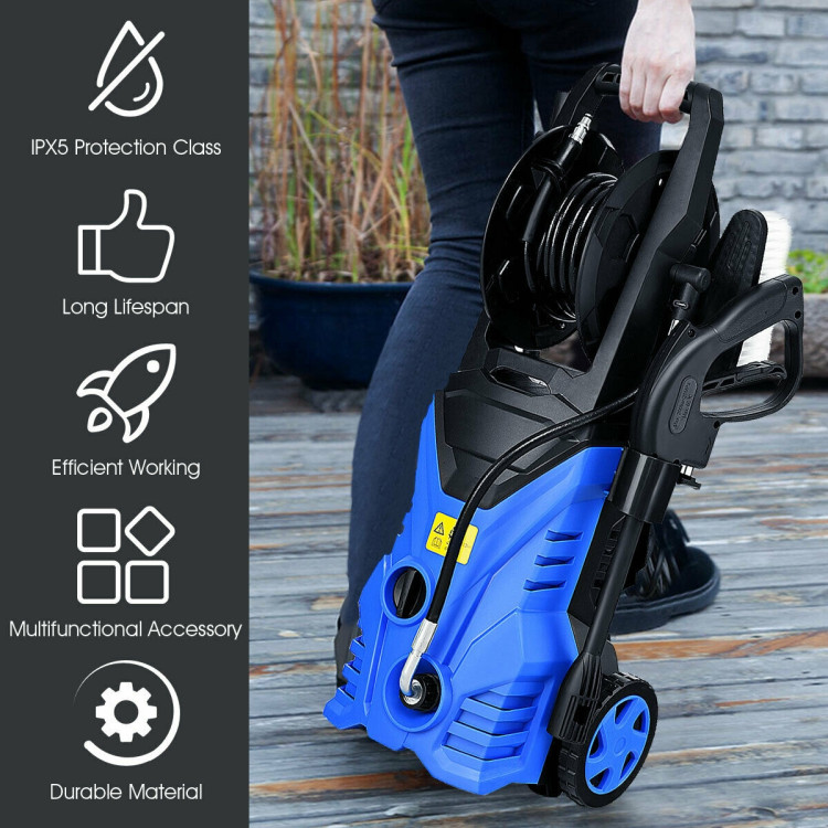 1800W 2030PSI Electric Pressure Washer Cleaner with Hose Reel-BlueCostway Gallery View 7 of 12