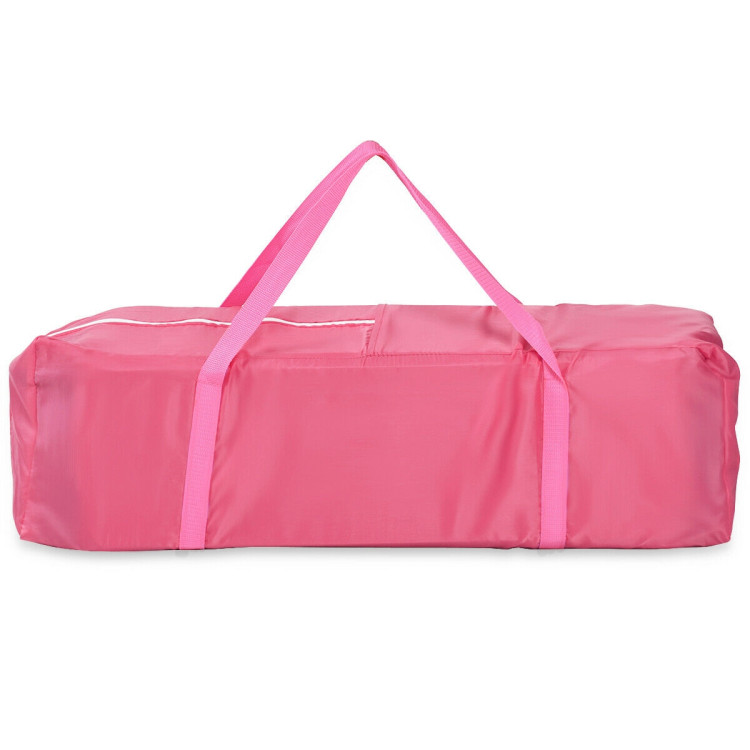 Foldable Travel Baby Crib Playpen Infant Bassinet Bed with Carry Bag-PinkCostway Gallery View 8 of 8