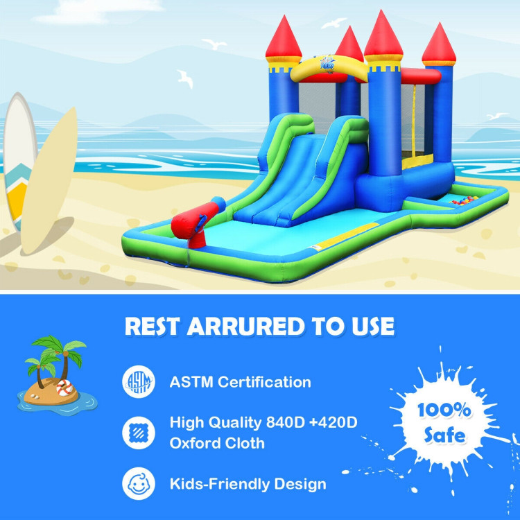 Inflatable Bounce House Castle Water Slide with Climbing WallCostway Gallery View 5 of 12