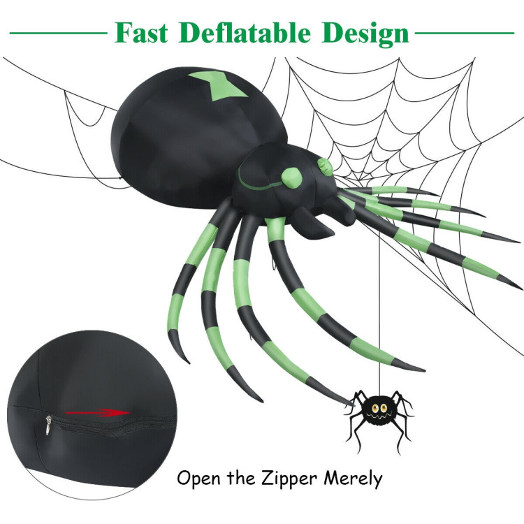6 Feet Halloween Inflatable Blow-Up SpiderCostway Gallery View 9 of 11