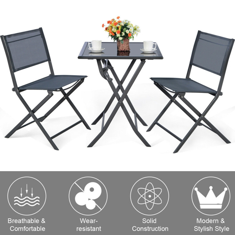 3 Pieces Bistro Set Garden Backyard Table Chairs Furniture SetCostway Gallery View 8 of 11