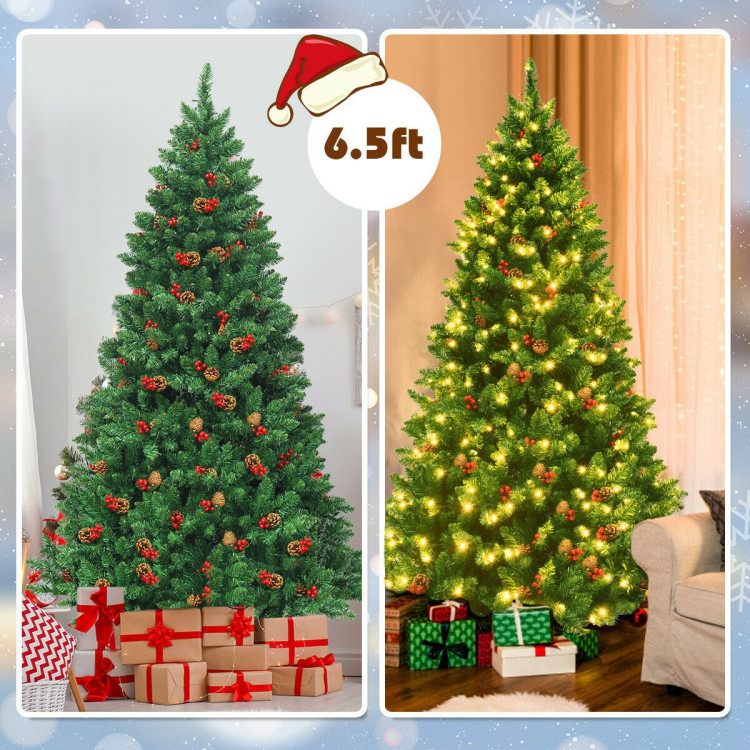 6.5 Feet Pre-lit Hinged Christmas Tree with LED LightsCostway Gallery View 10 of 12