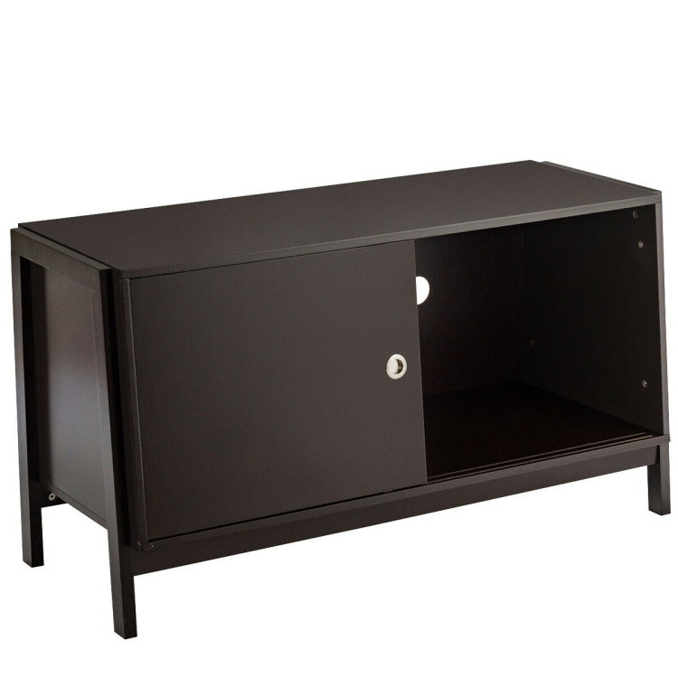 TV Stand Modern Entertainment Cabinet with Sliding Doors-Dark BrownCostway Gallery View 1 of 10