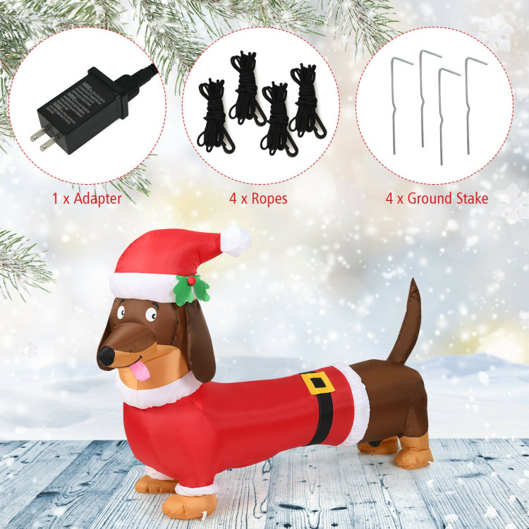 5 Feet Inflatable Christmas Dog with LED LightsCostway Gallery View 6 of 11
