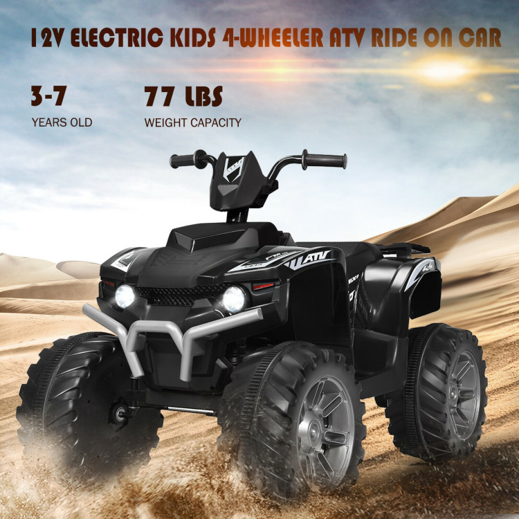12V Kids 4-Wheeler ATV Quad Ride On Car -BlackCostway Gallery View 3 of 11