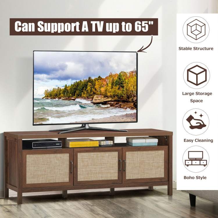 Universal TV Stand Entertainment Media Center for TV's up to 65 Inch-WalnutCostway Gallery View 11 of 12