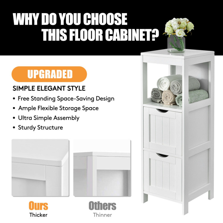 Wooden Bathroom Floor Cabinet with Removable Drawers-WhiteCostway Gallery View 11 of 12