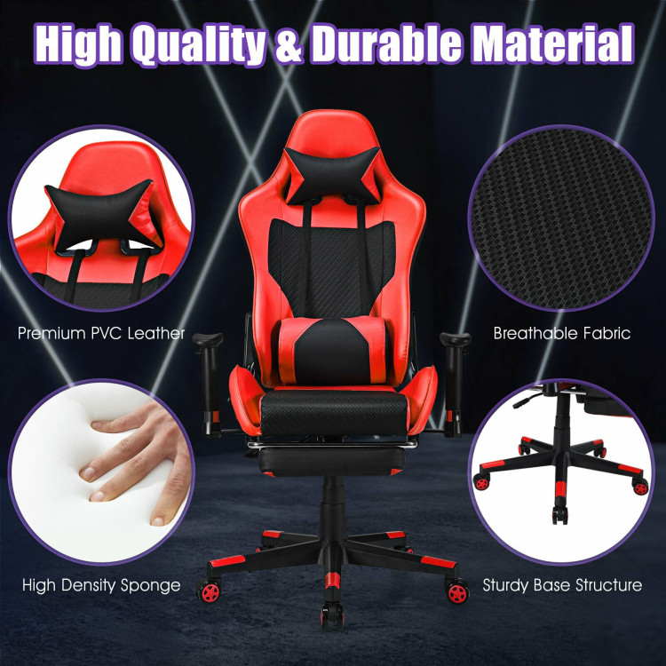 Gaming Chair with Bionic Headrest and Lumbar Pillow,Racing Style PU Leather  Ergonomic Gamer Chair with Footrest,High Back Game Chair with 3D