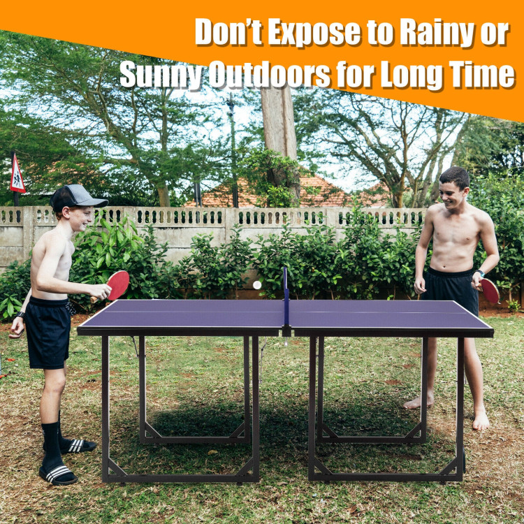 Multi-Use Foldable Midsize Removable Compact Ping-pong Table Costway Gallery View 8 of 12