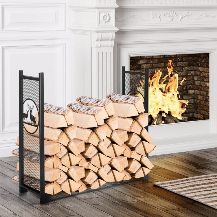 Black M Black or White Contemporary Steel Contemporary Steel Firewood Steel Log Basket/Carrier for Woodstove Fireplace Wood 