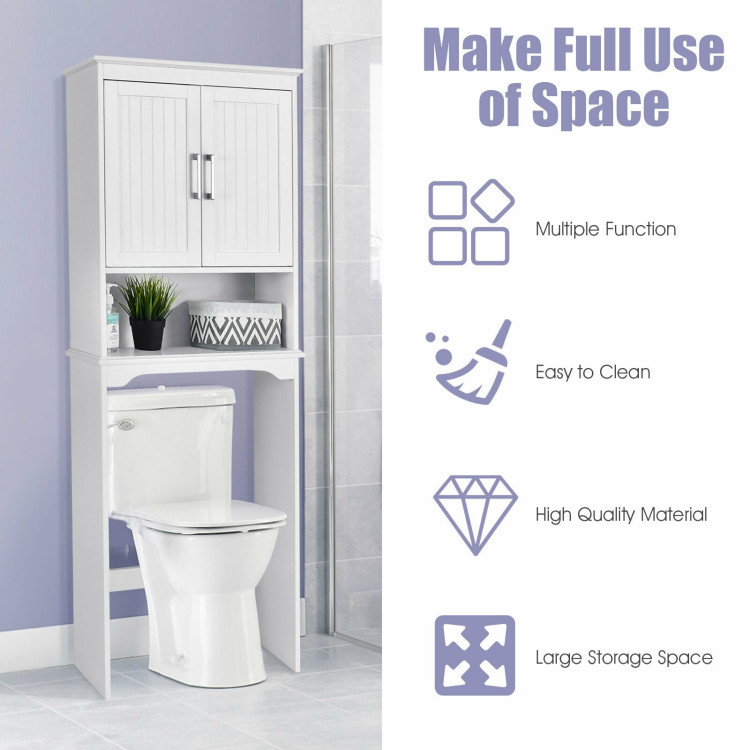Over Toilet Space Saver Bathroom Organizer with Storage Cabinet Costway Gallery View 7 of 9