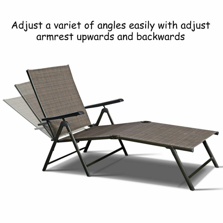 Set of 2 Adjustable Chaise Lounge Chair with 5 Reclining PositionsCostway Gallery View 6 of 12